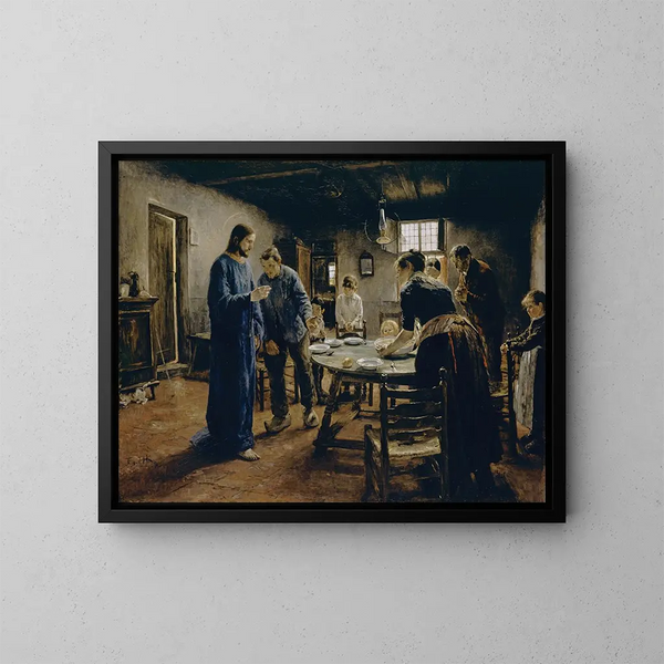 La oración antes de la comida - Fritz von Uhde — cuadro enmarcado en la pared