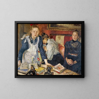 La lección - Fritz von Uhde — cuadro enmarcado en la pared