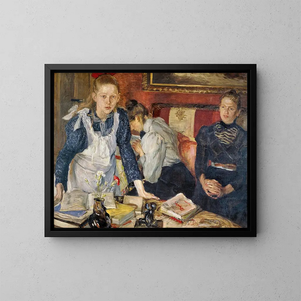 La lección - Fritz von Uhde — cuadro enmarcado en la pared