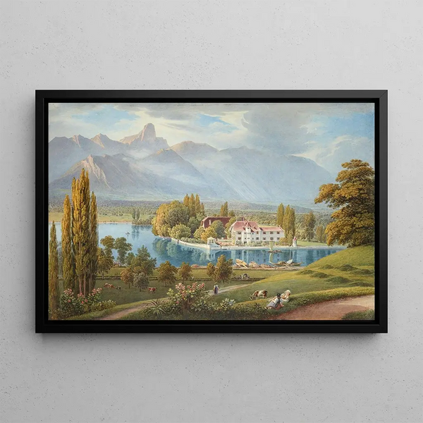 Gabriel Lory the Younger - Ansicht von Schadau mit Aaremndung bei Thun.webp