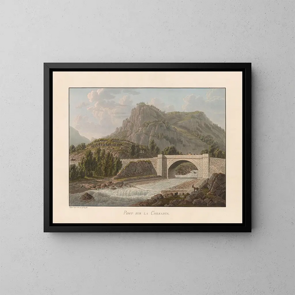 Pont sur la Cherasca - Gabriel Lory le Jeune — framed artwork on a wall