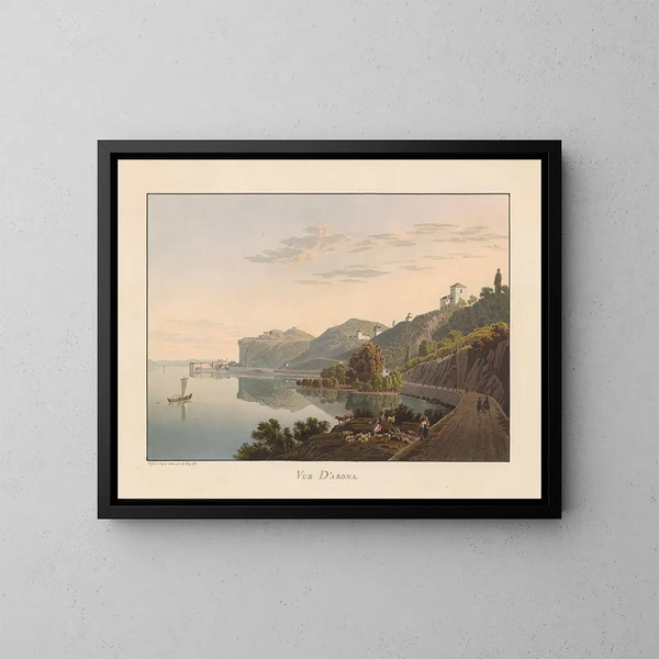 View of Arona - Gabriel Lory the Younger — framed artwork on a wall