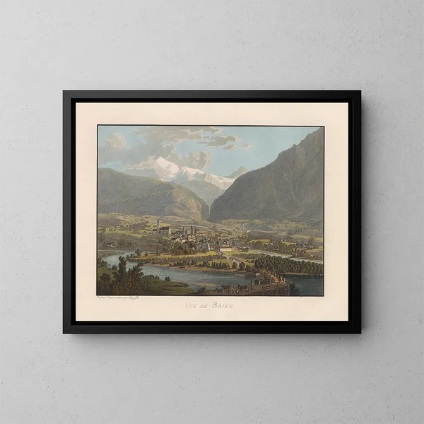 Vue de Brieg - Gabriel Lory le Jeune — framed artwork on a wall