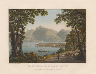 Vista del extremo del lago de Ginebra y de la entrada del Ródano cerca de Bouveret - Gabriel Lory el Joven — vista de la obra