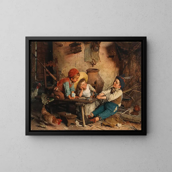 Una parte de Briscola en apuros - Gaetano Chierici — cuadro enmarcado en la pared