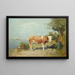 Paisaje con una vaca y un pastor descansando - Gari Melchers — cuadro enmarcado en la pared