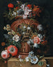 Flowers in a sculpted urn on a stone ledge - Gaspar Peeter Verbruggen the Younger — artwork view