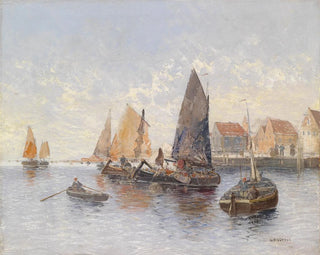 Pescadores en el puerto - Georg Fischhof — vista de la obra