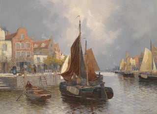 Vista del puerto holandés - Georg Fischhof — vista de la obra