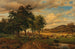 Paisaje de pastizales con vacas y un pueblo en el fondo - Georg Heinrich Crola — vista de la obra