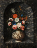 Bouquet de flores en una hornacina de mármol negro y blanco - Georg Hinz — vista de la obra