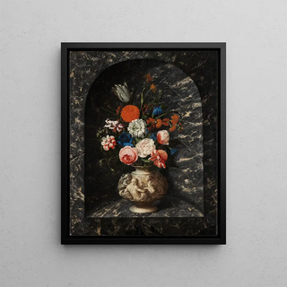 Georg Hinz - Blumenstrauss in schwarzweier Marmornische.webp