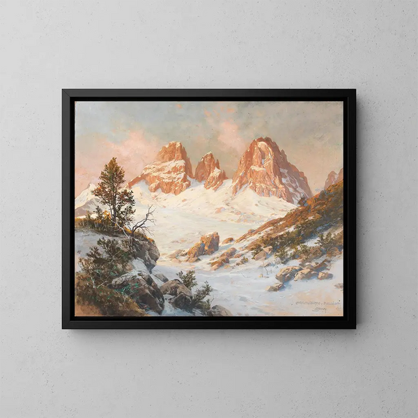 Grupo del Langkofel visto desde el Pordoijoch - Georg Janny — cuadro enmarcado en la pared