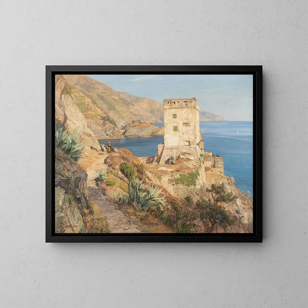 Costa rocosa en Monterosso - Georg Macco — cuadro enmarcado en la pared