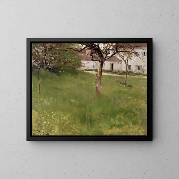 Un jardín en Grez - Georg Pauli — cuadro enmarcado en la pared