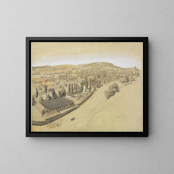 Grötzingen con el Turmberg - Georg Scholz — cuadro enmarcado en la pared