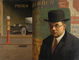 Self-portrait in front of the Litfaßsäule - Georg Scholz — artwork view
