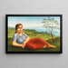 Joven chica frente a un paisaje marino - Georg Schrimpf — cuadro enmarcado en la pared