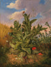 gran tamaño de naturaleza muerta de cardo con flores de pradera y mariposas - Georg Seitz — vista de la obra