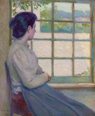 George Albert Thompson - Woman Looking out a Window Portrait of AM Hooey.webp