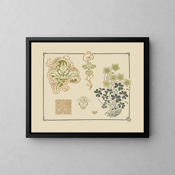Concepción abstracta basada en flores y hojas - George Auriol — cuadro enmarcado en la pared