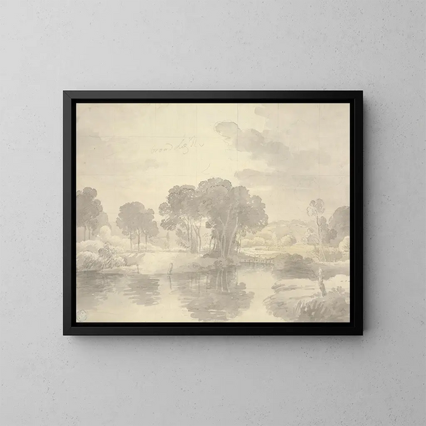 paisaje fluvial en el Támesis - George Bulteel Fisher — cuadro enmarcado en la pared