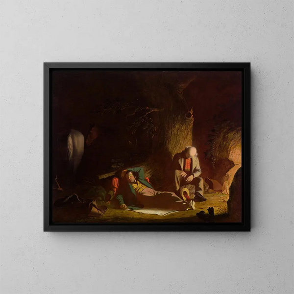Les voyageurs tardifs - George Caleb Bingham — framed artwork on a wall
