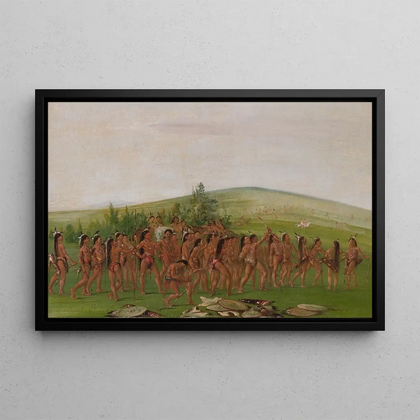 Tiro con arco de los Mandans - George Catlin — cuadro enmarcado en la pared