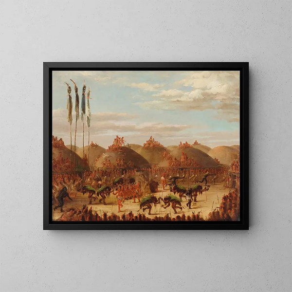 Danza del toro, ceremonia OKeePa de los Mandans - George Catlin — cuadro enmarcado en la pared