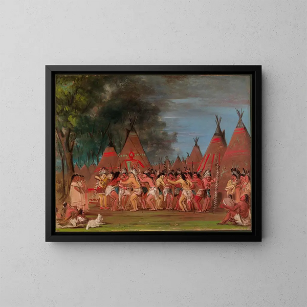 Danza de los jefes en la desembocadura del río Teton - George Catlin — cuadro enmarcado en la pared