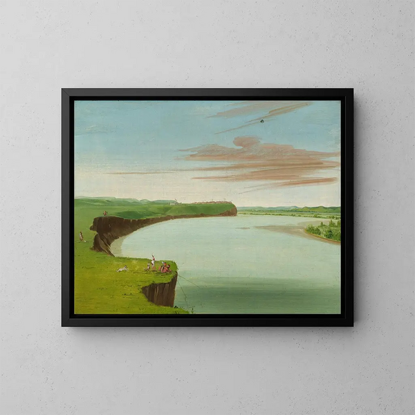 Distant view of the Mandan village - George Catlin — framed artwork on a wall