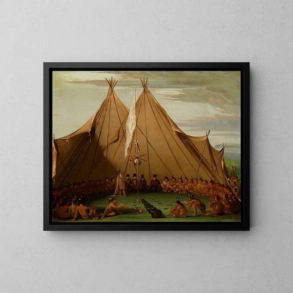 Festín de perro sioux - George Catlin — cuadro enmarcado en la pared