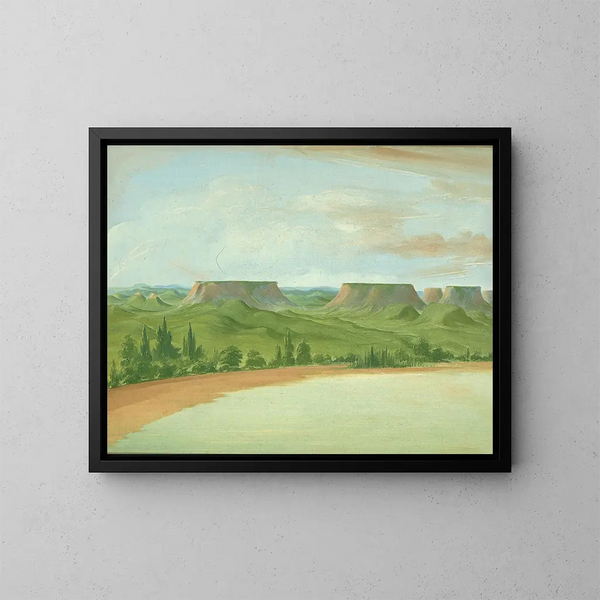 Square Hills 1200 miles above St. Louis - George Catlin — framed artwork on a wall