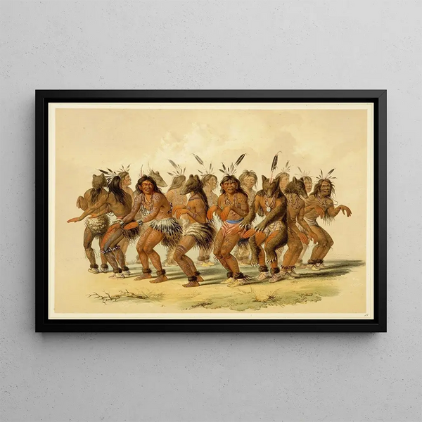 La Danse de l'ours - George Catlin — cuadro enmarcado en la pared