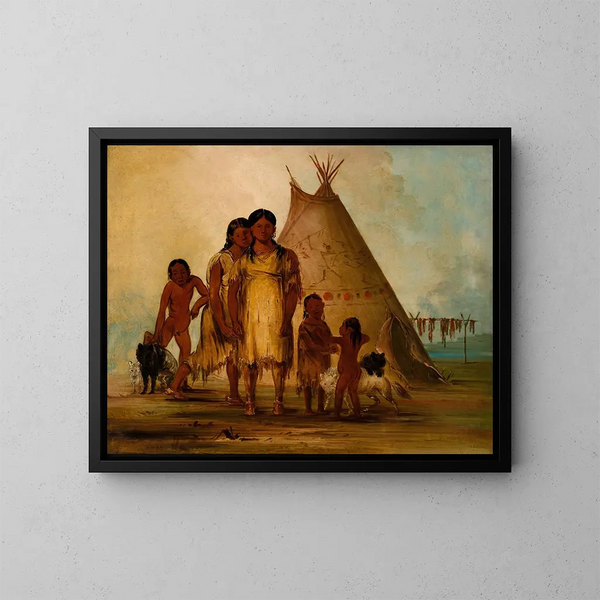 Dos chicas comanches - George Catlin — cuadro enmarcado en la pared