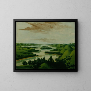 Vista desde la tumba de Floyd, 1300 millas por encima de Saint-Louis - George Catlin — cuadro enmarcado en la pared