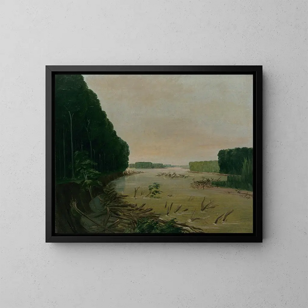 View of the alluvial banks of the Missouri 600 miles upstream of St. Louis - George Catlin — framed artwork on a wall