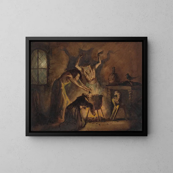 Escena de tres brujas de Macbeth - George Cattermole — cuadro enmarcado en la pared