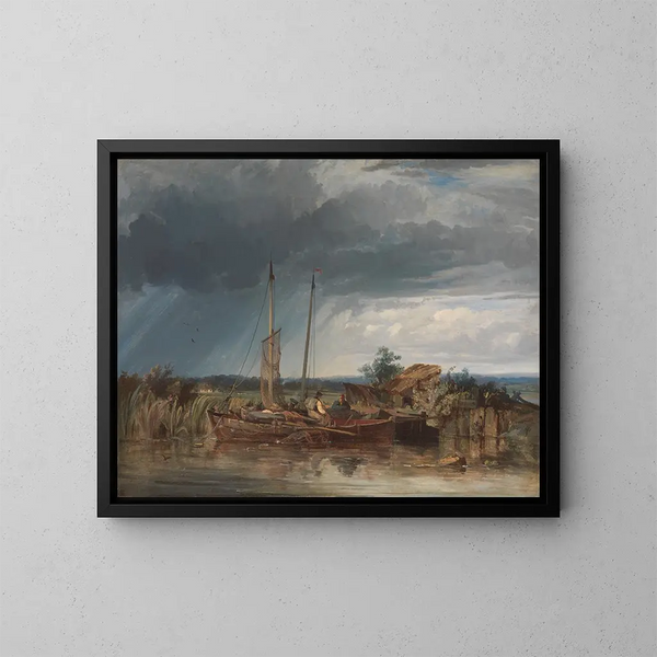 Dos barcos de pesca en las orillas de las aguas interiores - George Chambers — cuadro enmarcado en la pared