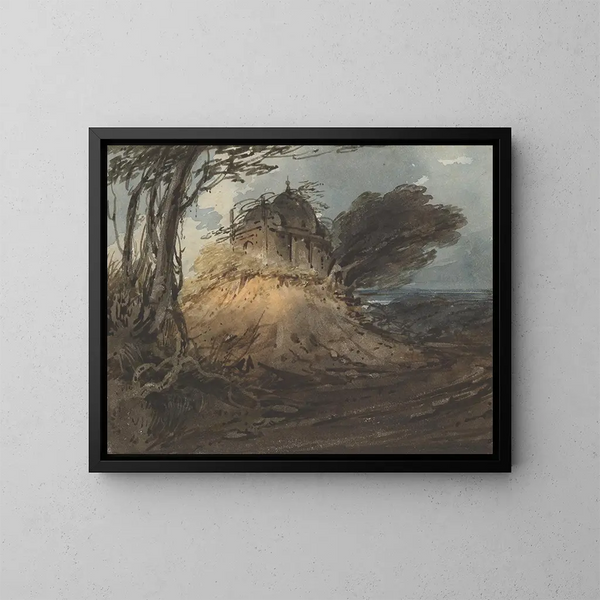 Temple indio - George Chinnery — cuadro enmarcado en la pared