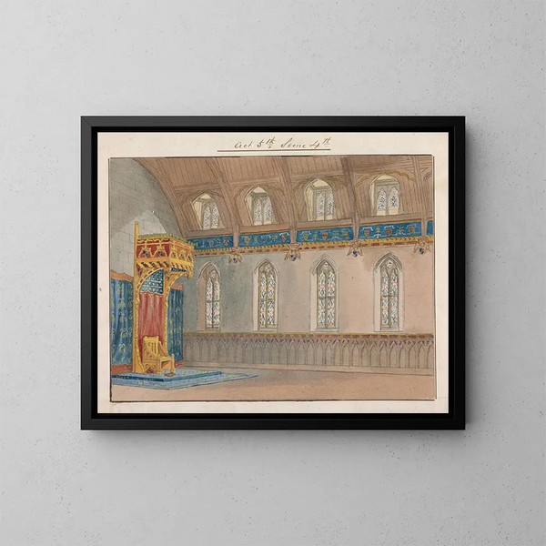 decoración para la representación de Richard II de Charles Kean en el Princess's Theatre el 12 de marzo de 1857, acto 5, escena 4 - George Cressal Ellis — cuadro enmarcado en la pared