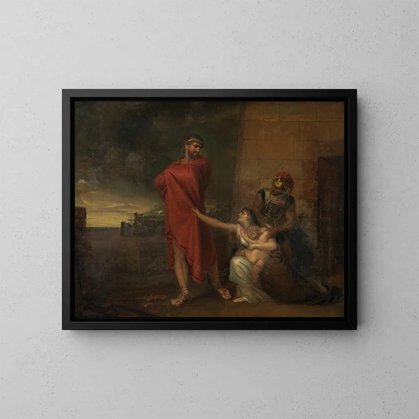 la obra "Andrómacé suplicando a Ulises que perdone la vida de su hijo" - George Dawe — cuadro enmarcado en la pared