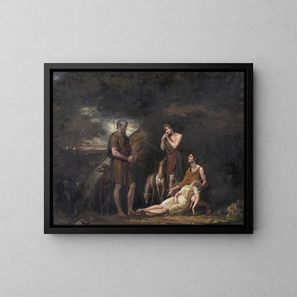Imogène encontrada en la cueva de Bélarius - George Dawe — cuadro enmarcado en la pared