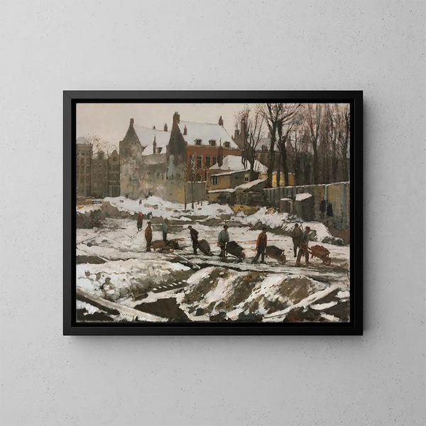 Construction Site in Amsterdam - George Hendrik Breitner — framed artwork on a wall