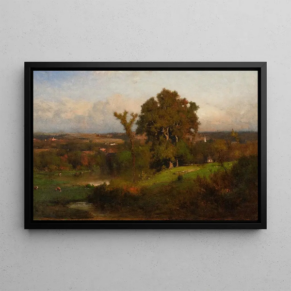 Otoño cerca de Marshfield - George Inness — cuadro enmarcado en la pared
