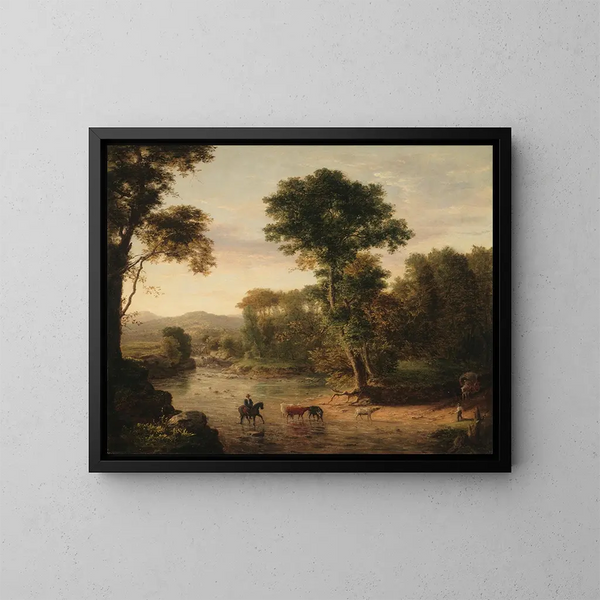 La Traversée du gué - George Inness — cuadro enmarcado en la pared