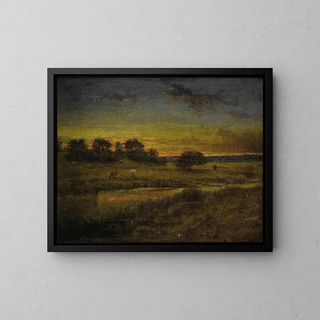 Pastizal al amanecer - George Inness — cuadro enmarcado en la pared