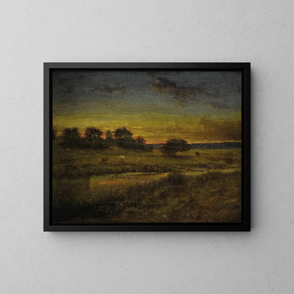 Pastizal al amanecer - George Inness — cuadro enmarcado en la pared