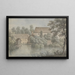 a village pond with farm buildings - George Lambert — framed artwork on a wall