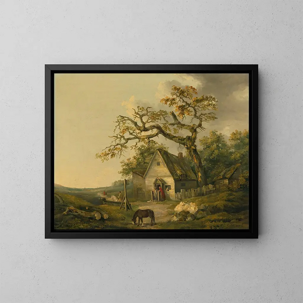 Una posada de campo - George Morland — cuadro enmarcado en la pared